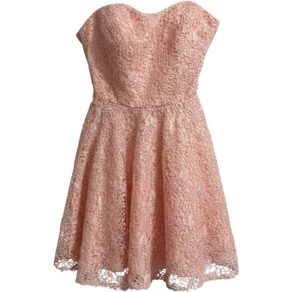 Alyce Paris Pink Lace Strapless Sweetheart Cocktail Dress Size 10 Formal Prom